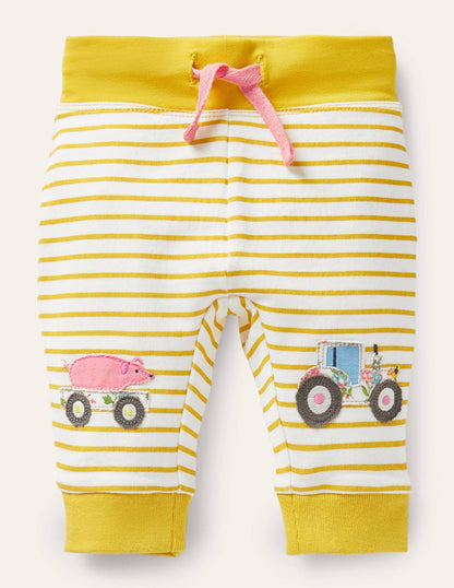 Appliqué Knee Jersey Bottoms-Ivory/Sweetcorn Yellow Farm-1