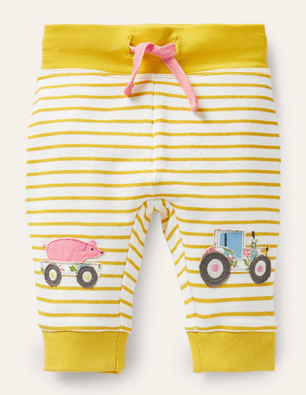 Appliqué Knee Jersey Bottoms-Ivory/Sweetcorn Yellow Farm