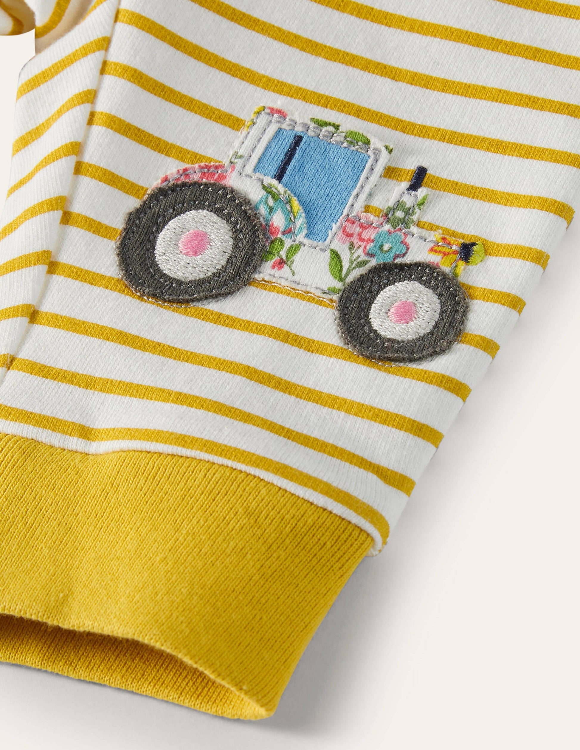Appliqué Knee Jersey Bottoms-Ivory/Sweetcorn Yellow Farm-3