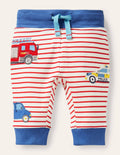 Novelty Appliqué Bottoms-Ivory/Rockabilly Red Vehicles