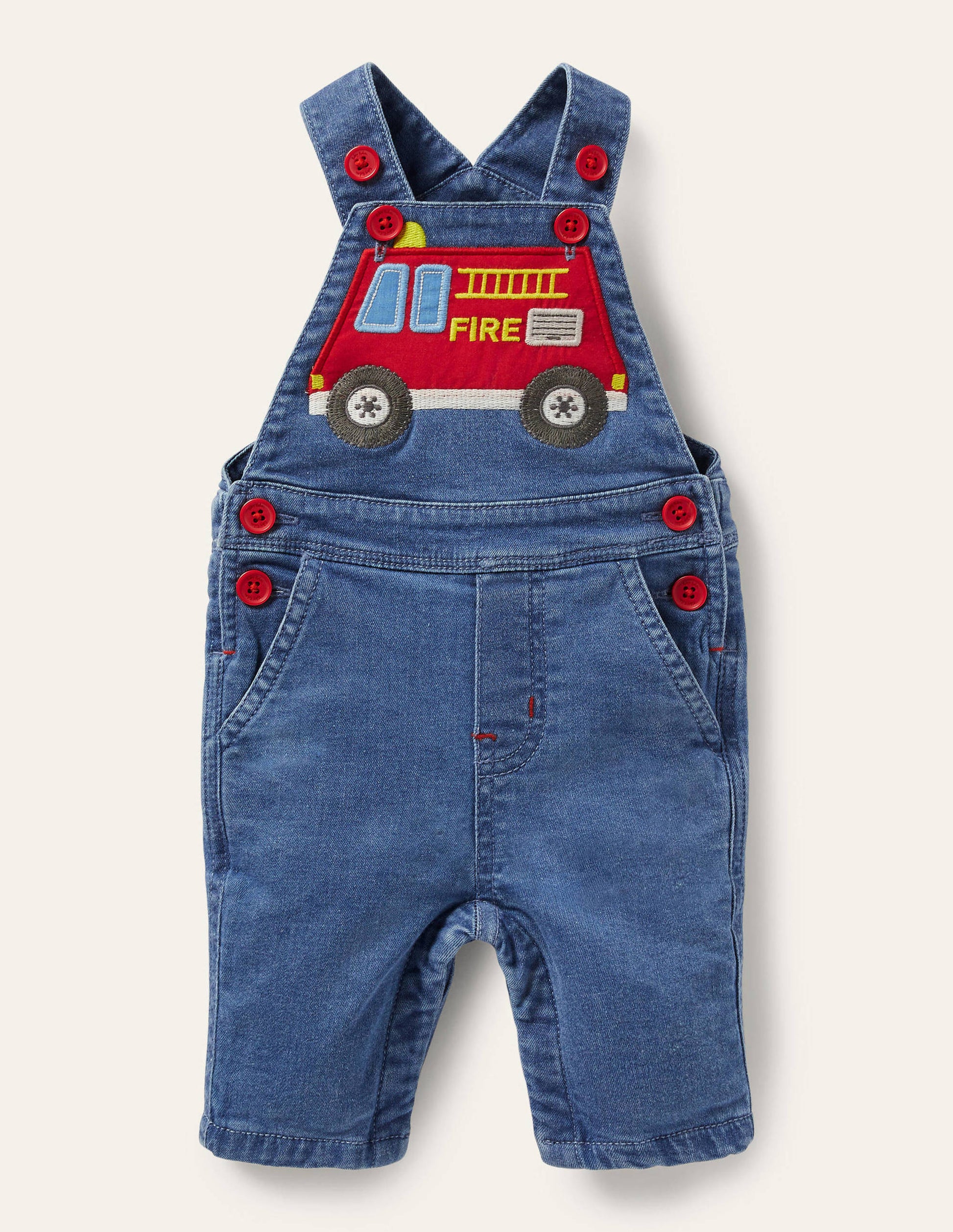 Denim Fire Engine Dungarees-Chambray Denim Fire Engine-1