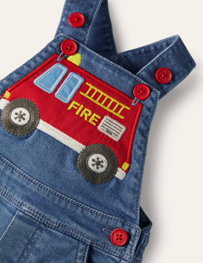 Denim Fire Engine Dungarees-Chambray Denim Fire Engine-3