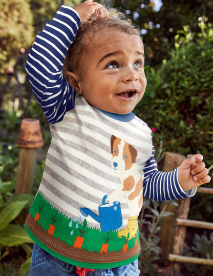 Big Appliqué T-shirt-Grey Marl/Ivory Sprout-4