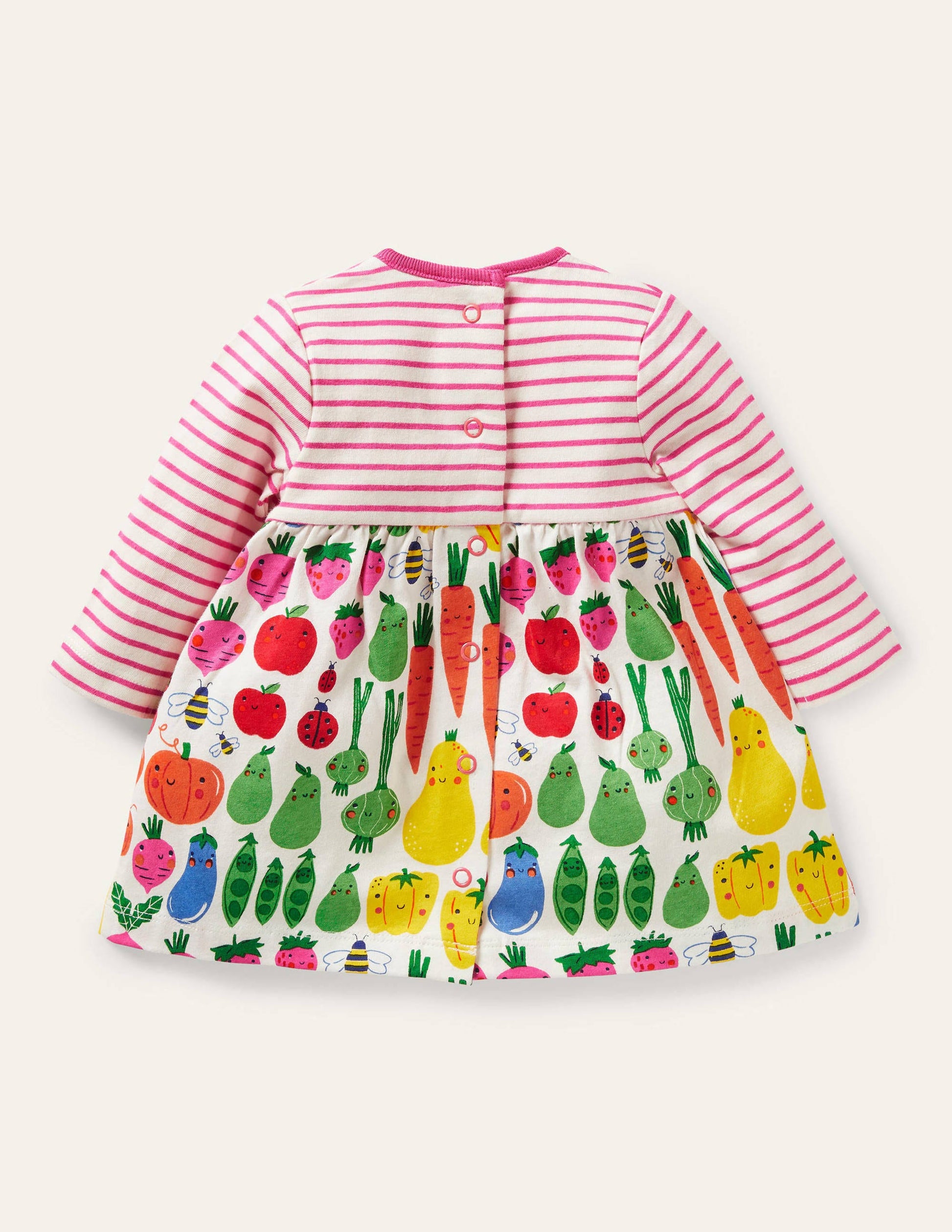 Jersey Hotchpotch Dress-Ivory Garden Gang-2