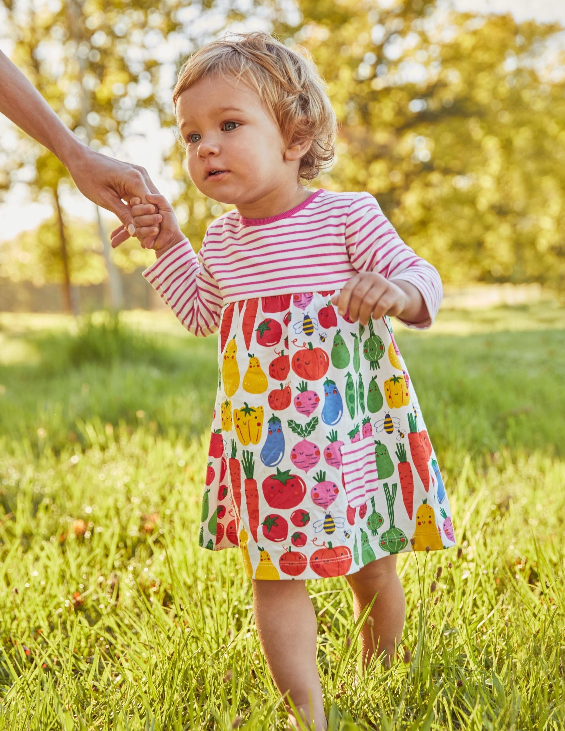 Jersey Hotchpotch Dress-Ivory Garden Gang-4