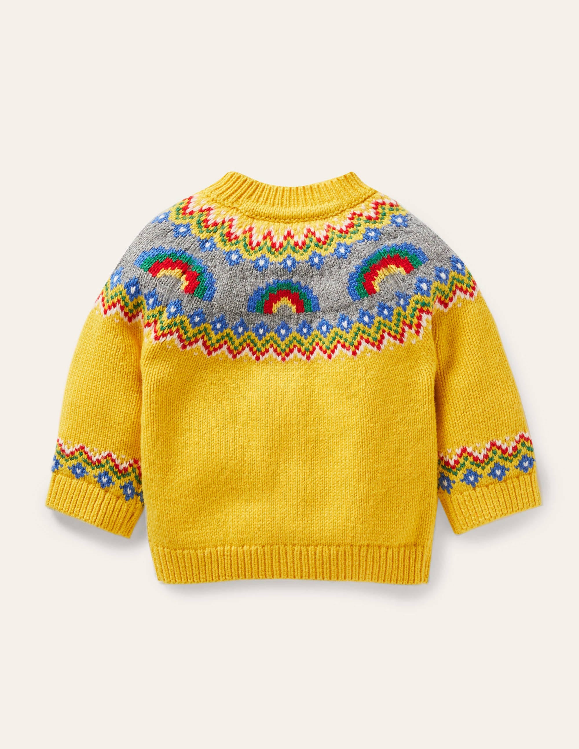 Fair Isle Cardigan-Honeycomb Yellow Rainbows - Image 2