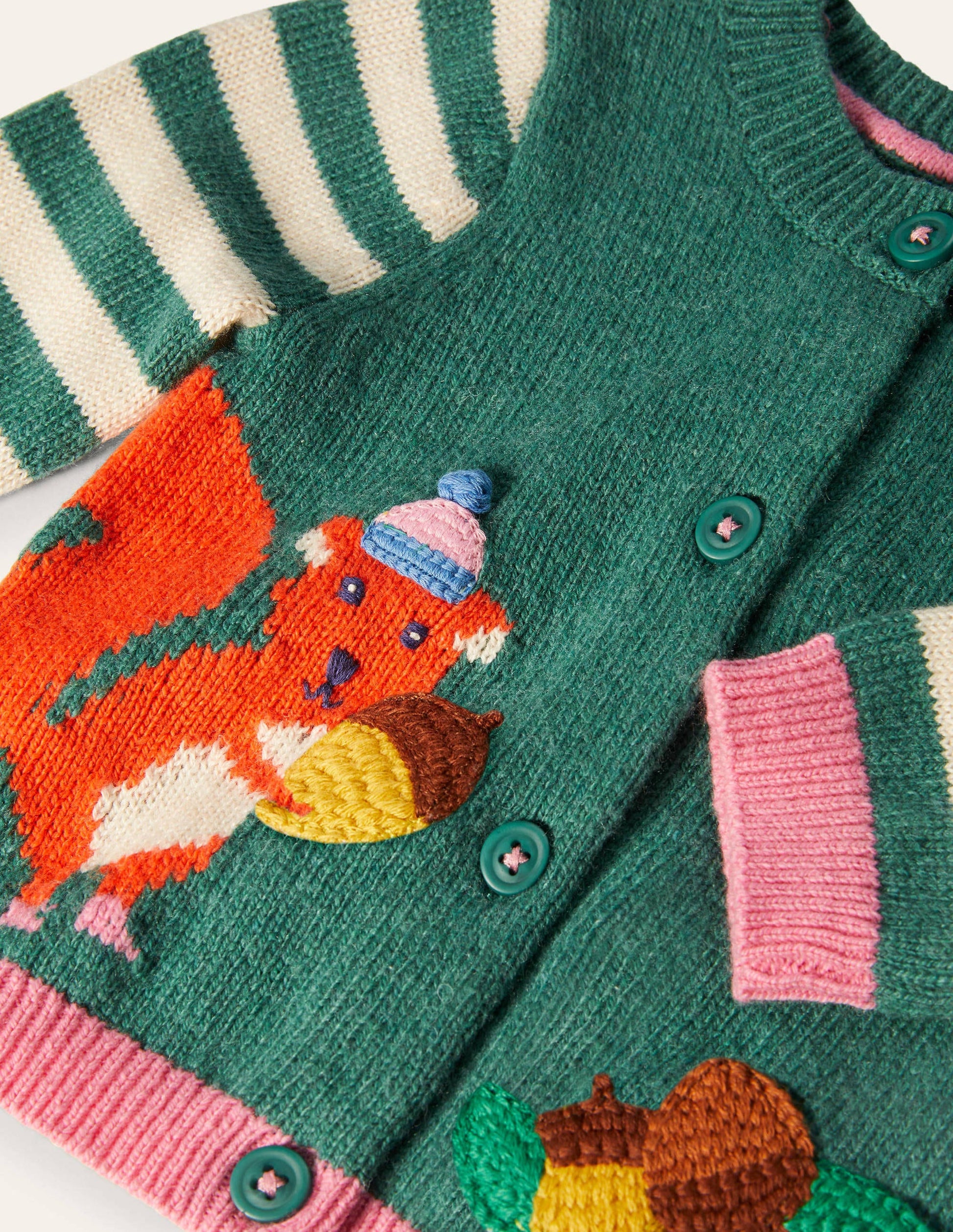 Animal Logo Cardigan-Ivory/Sardinia Green Squirrel-3