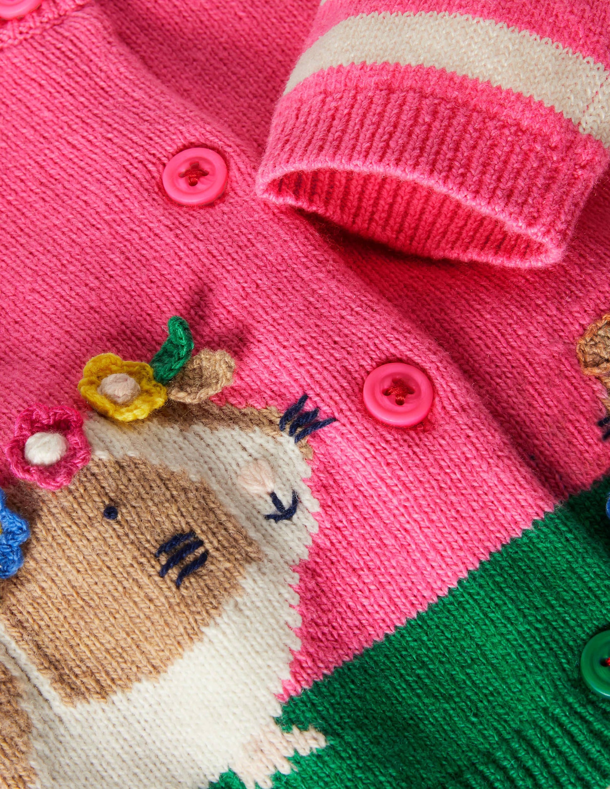 Animal Logo Cardigan-Bright Petal Pink Guinea Pigs-4