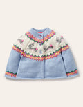 Fair Isle Cardigan-Sky Blue Bunnies