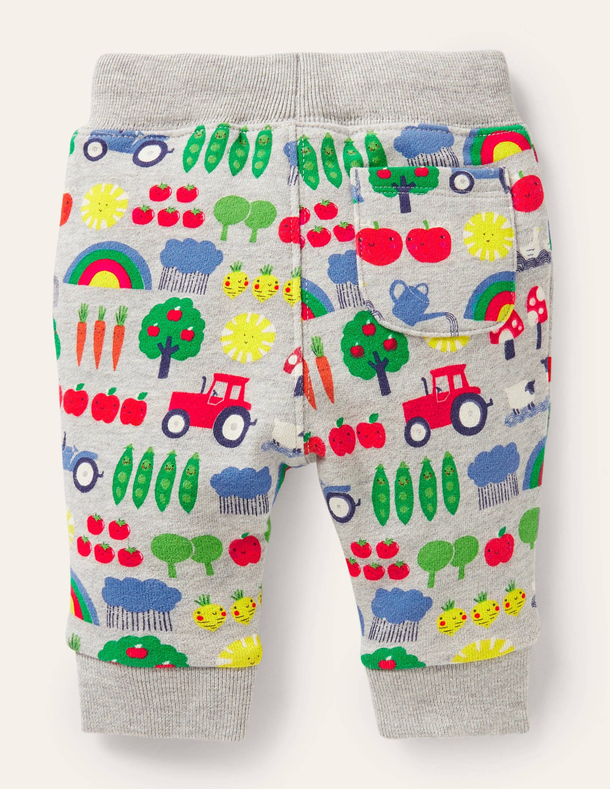 Printed Jersey Bottoms-Grey Marl Rainbow Farm-2