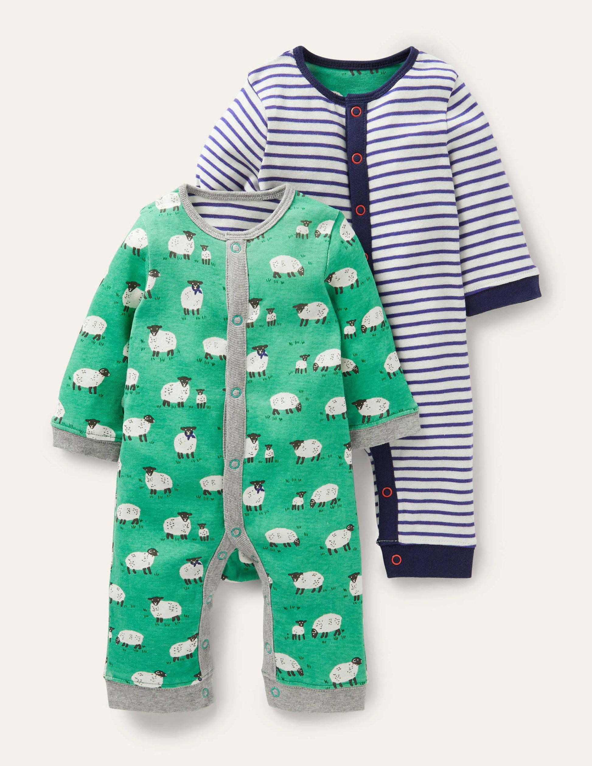 Sheep Twin Pack Rompers-Asparagus Baby Sheep-1