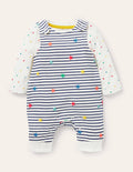 Organic Dungaree Set-Multi Star Stripe