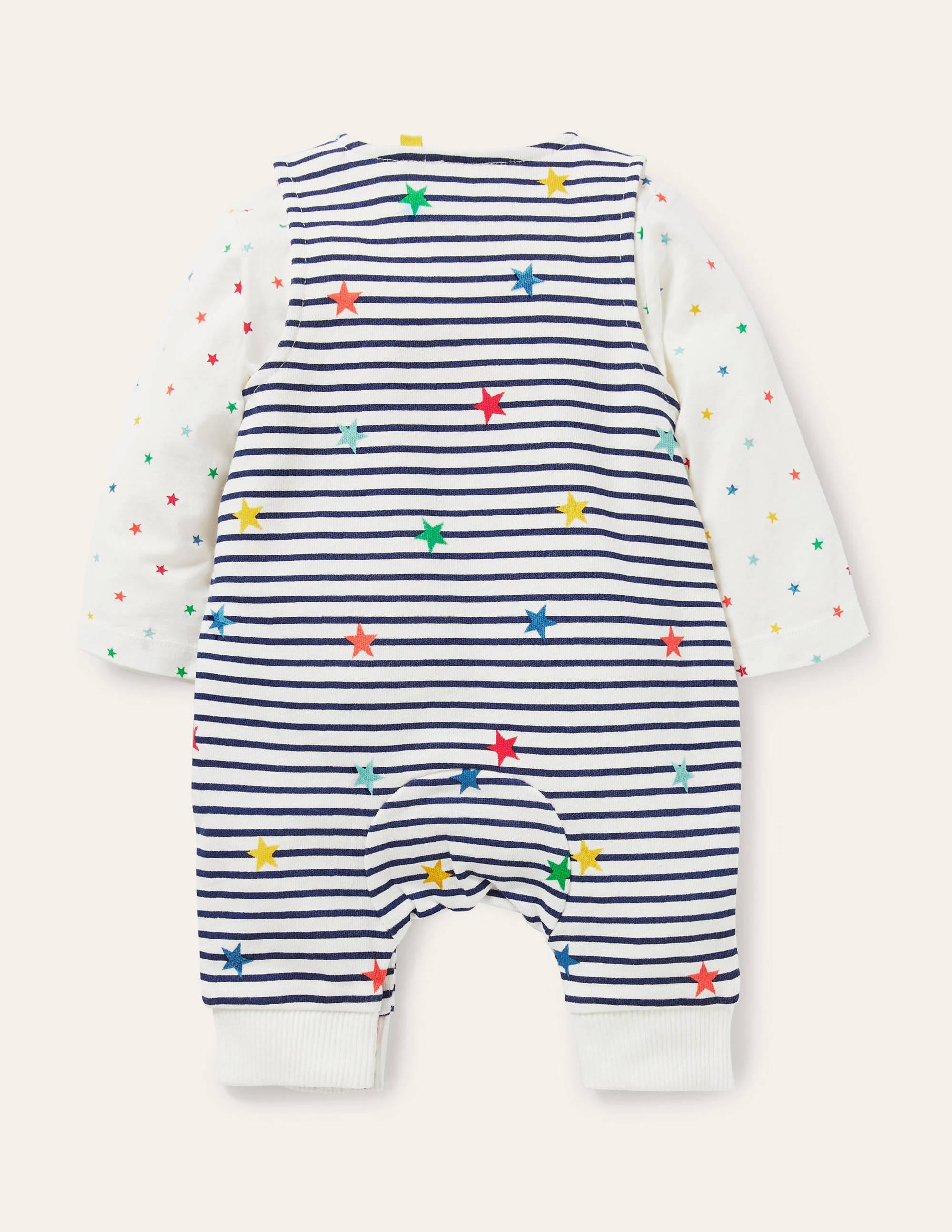 Organic Dungaree Set-Multi Star Stripe - Image 2