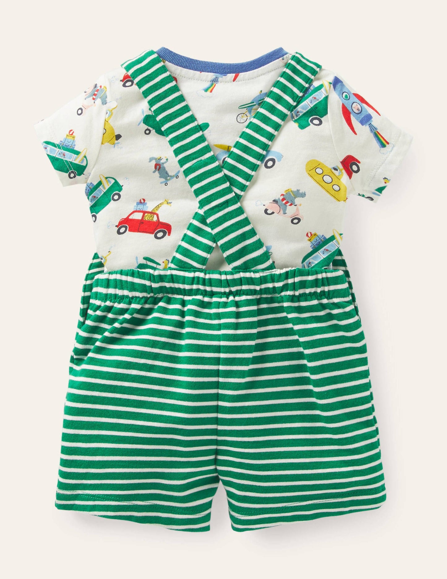 Summer Jersey Dungaree Set-Multi Animal Adventures
