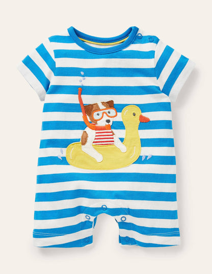 Short Jersey Romper-Ivory/Moroccan Blue Sprout-2