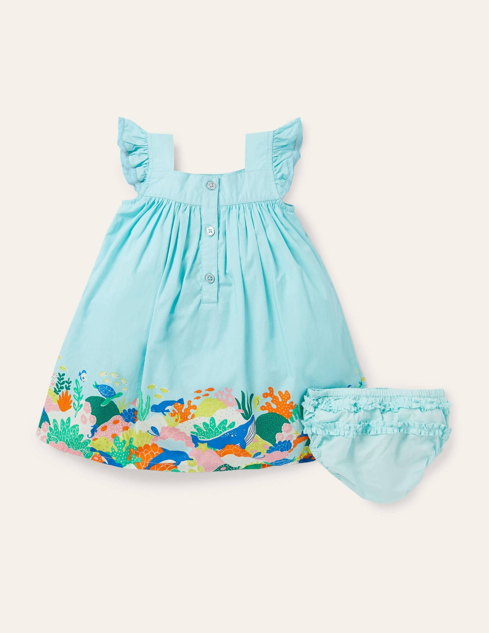 Woven Coral Scene Dress-Georgian Blue Coral Reef - Image 2