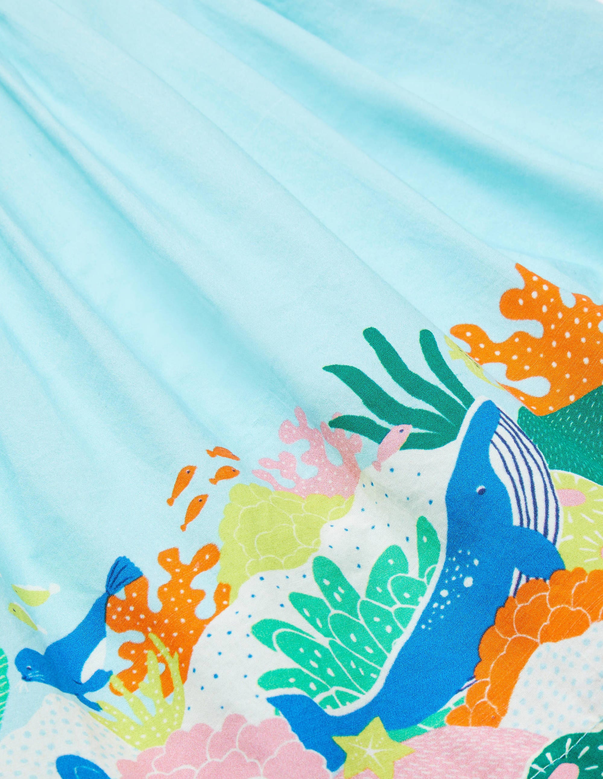 Woven Coral Scene Dress-Georgian Blue Coral Reef - Image 3