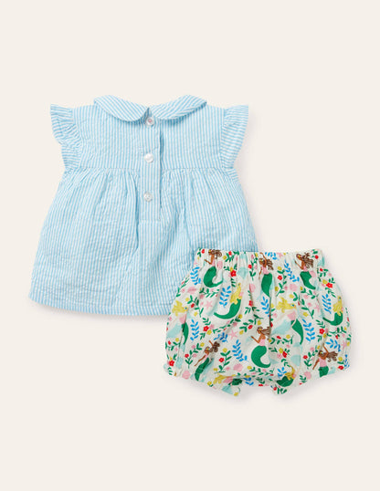 Woven Short Set-Ivory Mermaid Garden-3