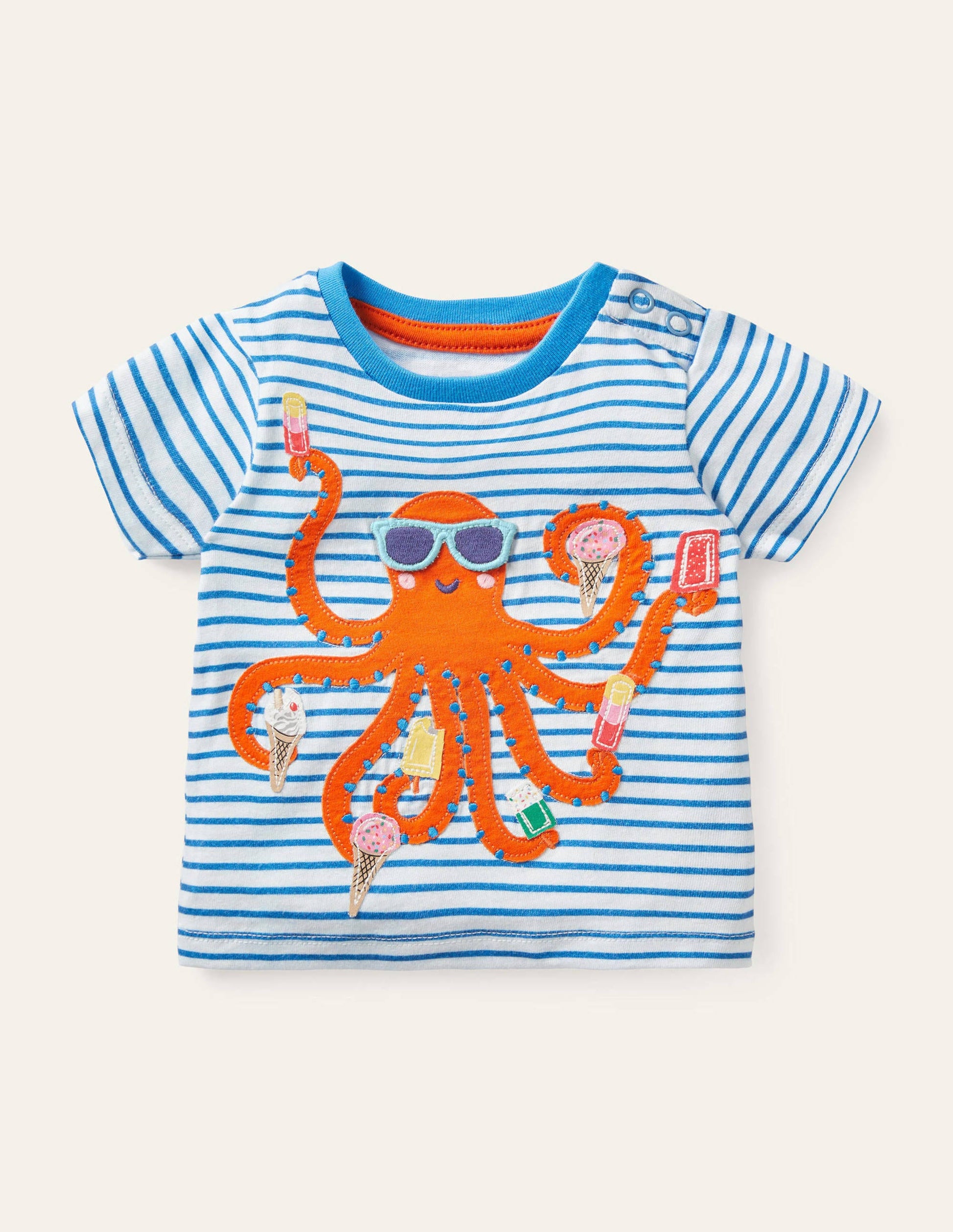 Animal Adventures Flap T-shirt-Ivory/Moroccan Blue Octopus-2