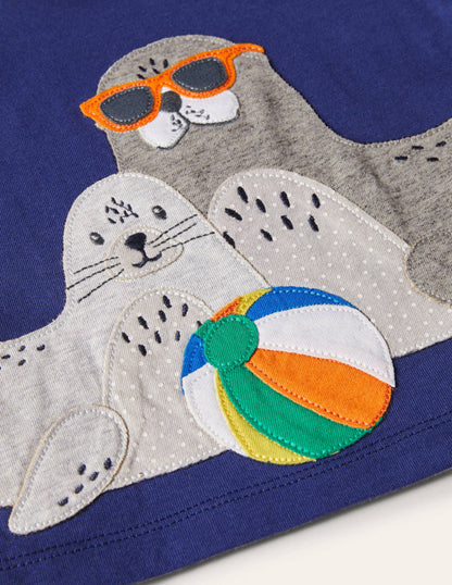 Applique' Short Set-Aqua Blue Under the Sea-3
