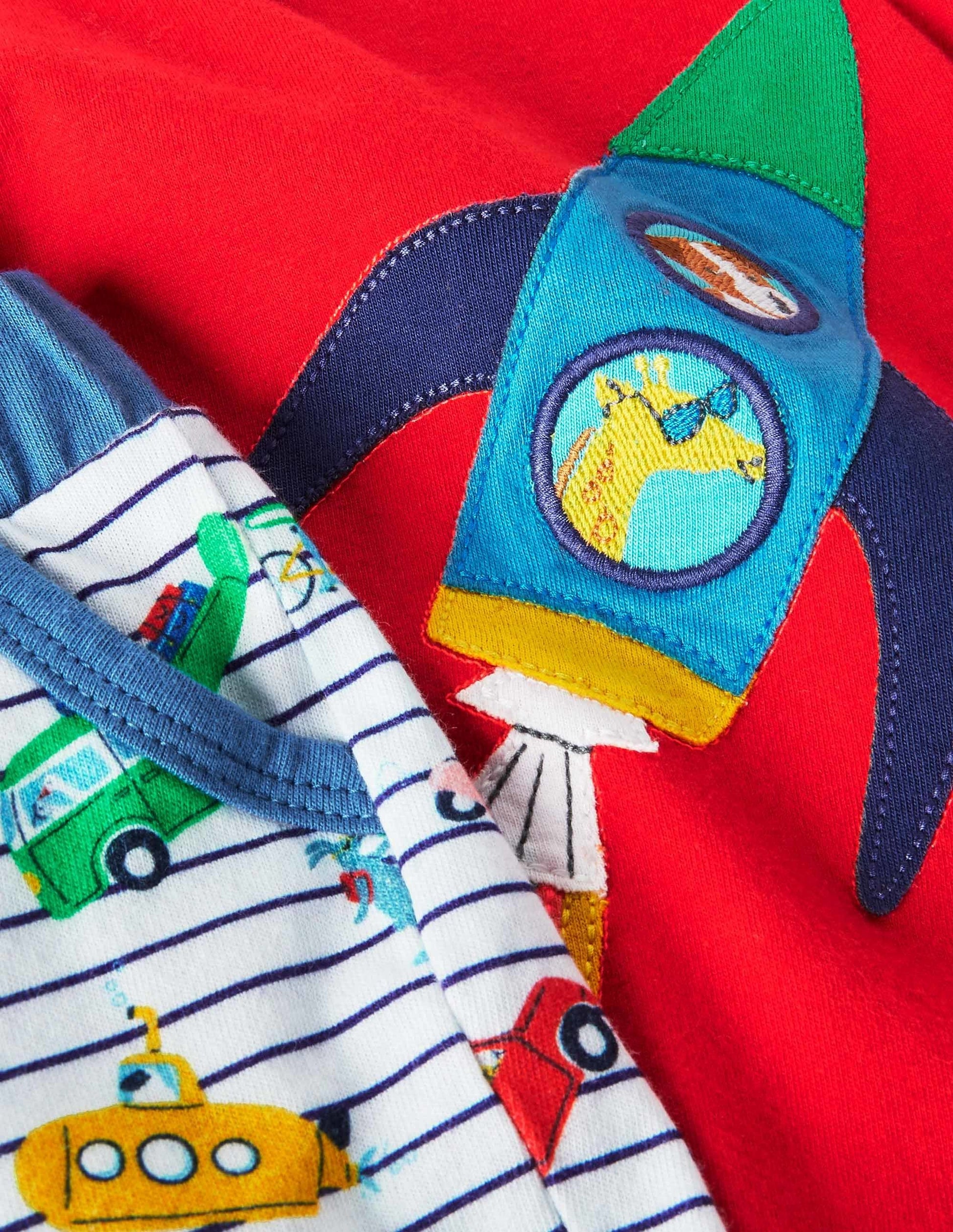 Applique' Short Set-Ivory/Blue Animal Adventures-4