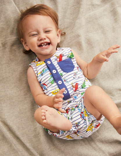 Animal Adventures Romper-Ivory/Blue Animal Adventures-1