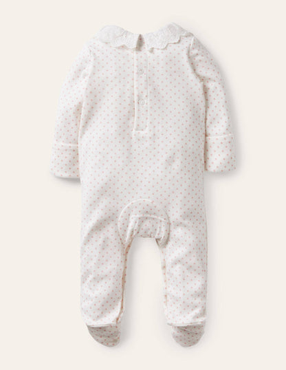 Organic Spot Smocked Sleepsuit-Boto Pink Tiny Spot-2