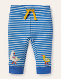 Appliqué Jersey Bottoms-Venice Blue/Ivory