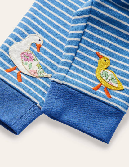 Appliqué Jersey Bottoms-Venice Blue/Ivory-3