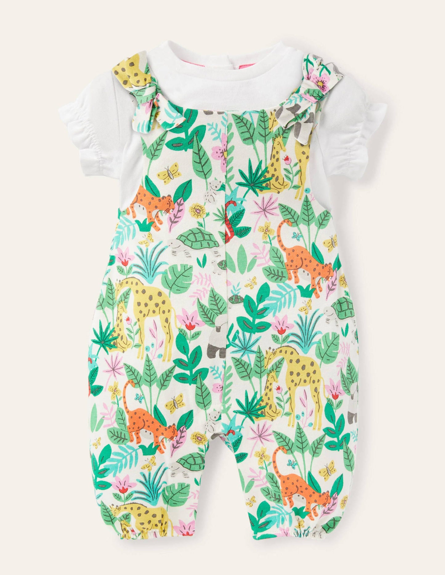 Bow Detail Romper Set-Multi Jungle