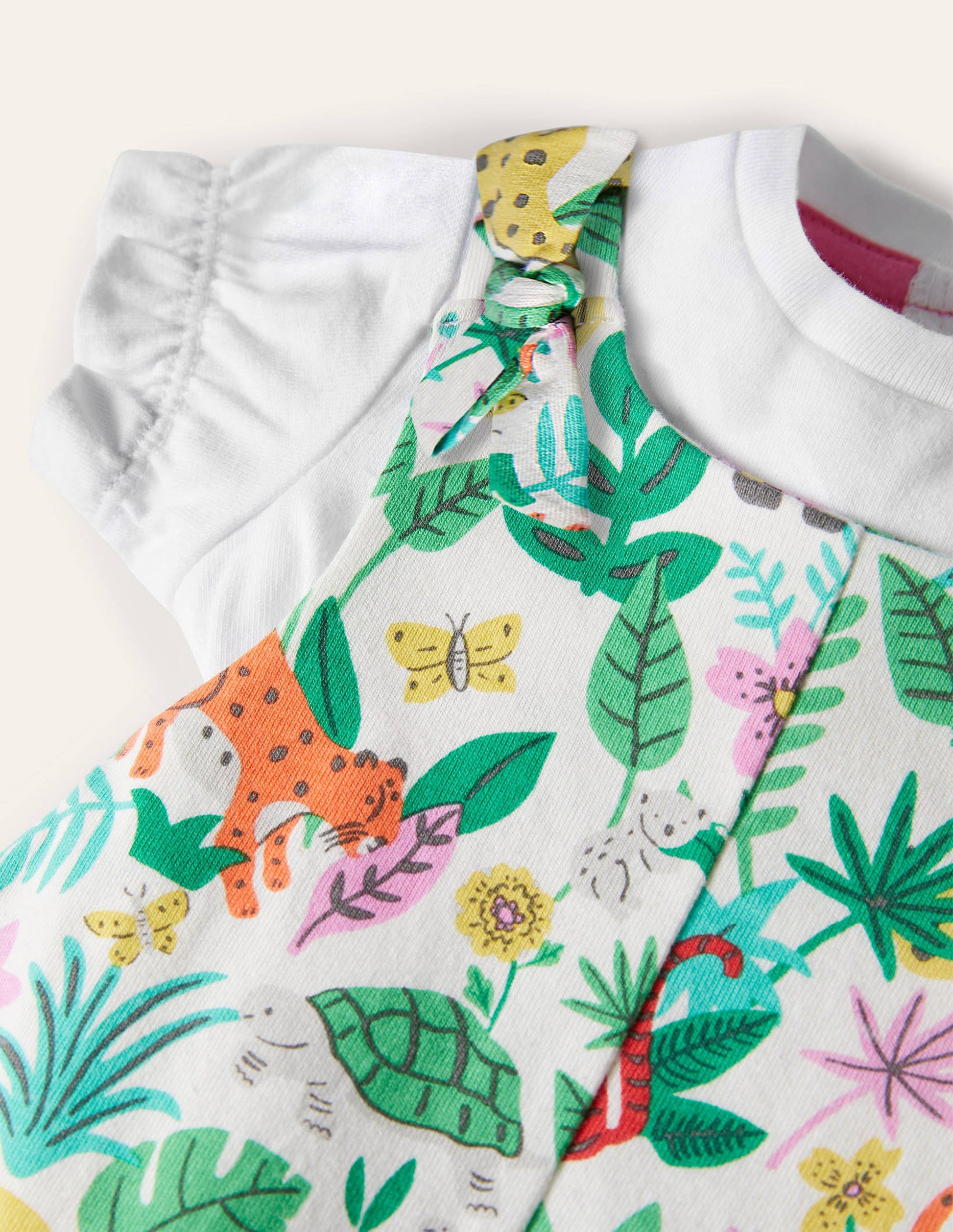 Bow Detail Romper Set-Multi Jungle-3