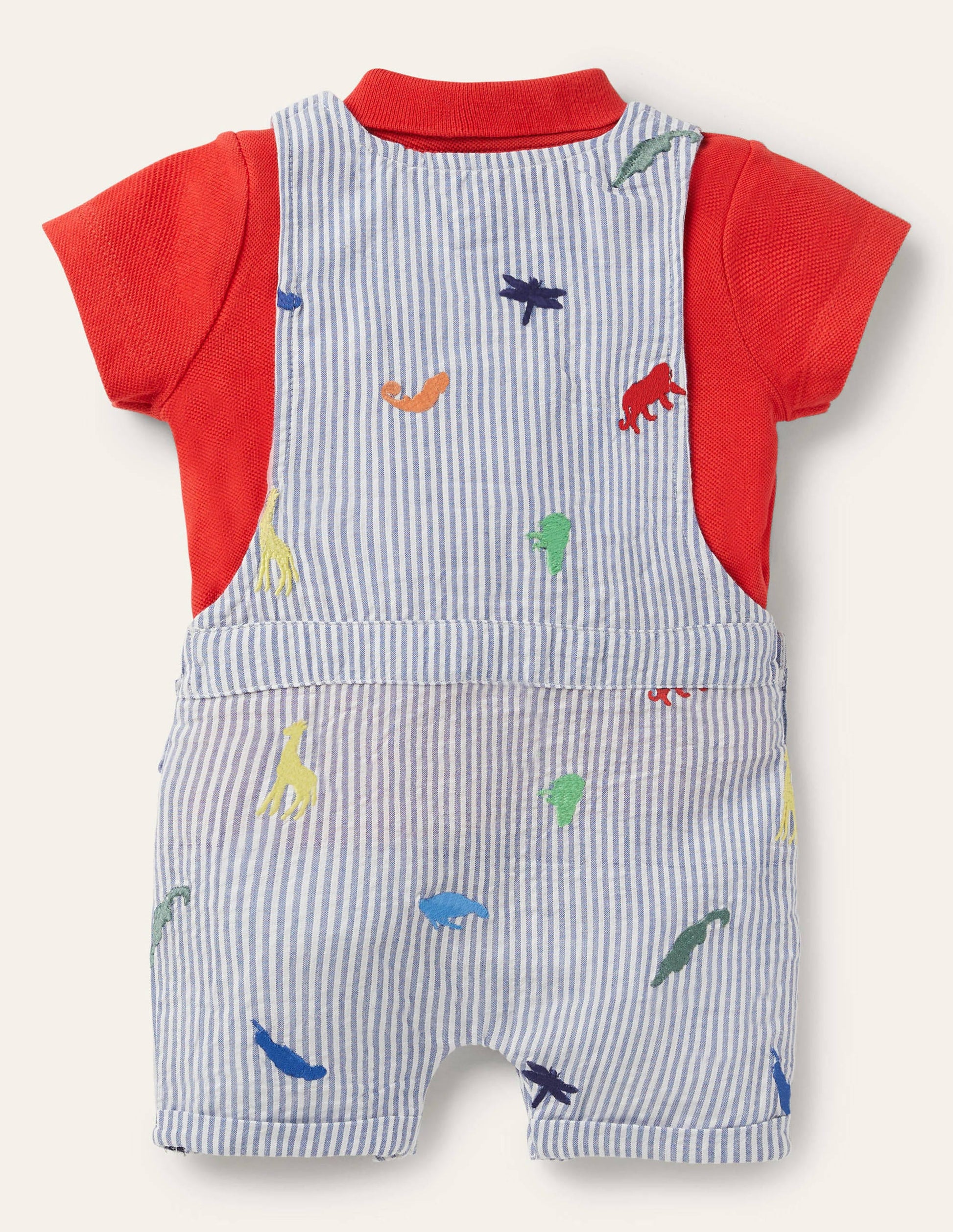 Short Dungaree Set-Animal Kingdom Embroidery-2
