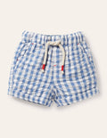 Check Woven Shorts-Seascape Blue Gingham