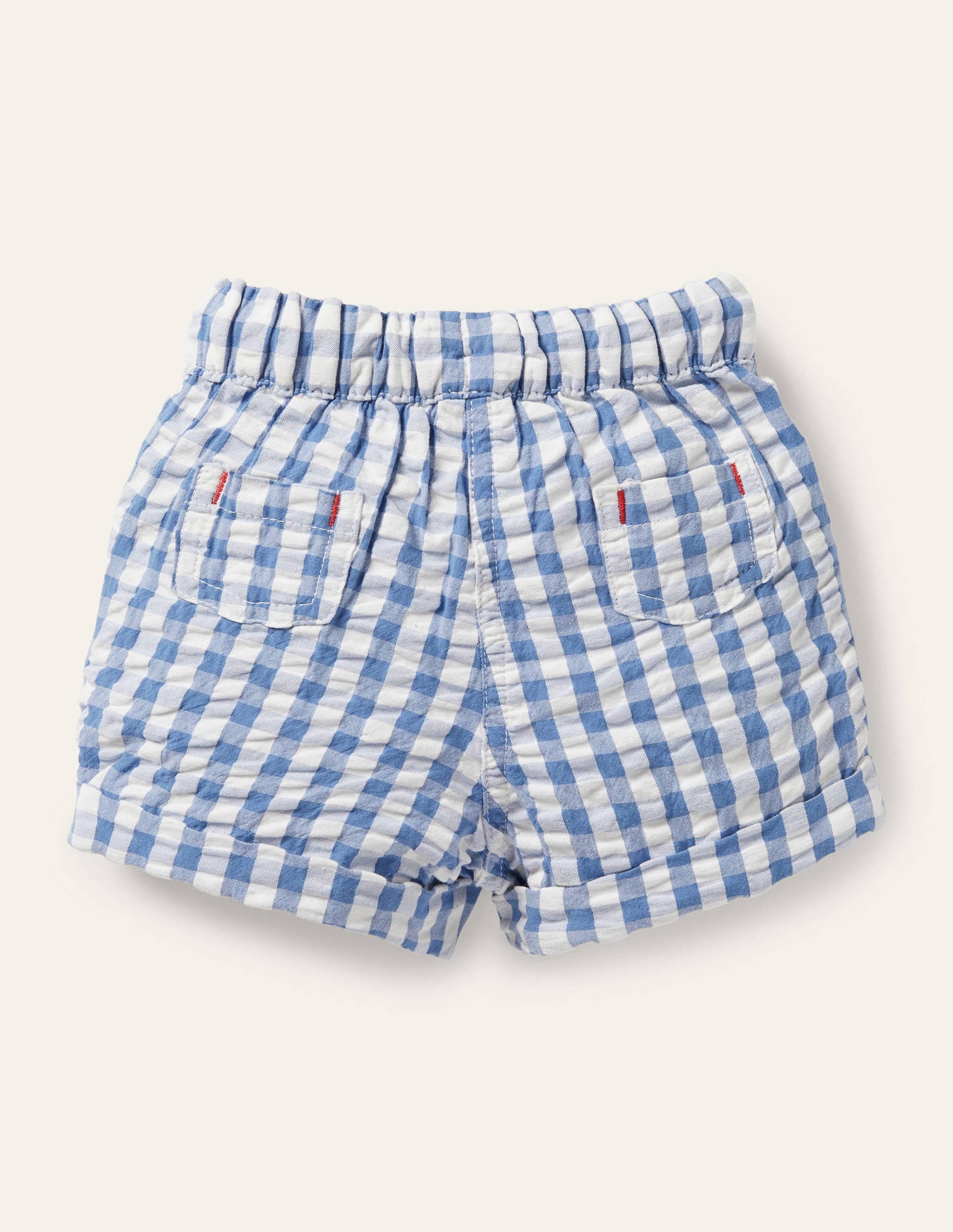 Check Woven Shorts-Seascape Blue Gingham-2