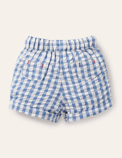 Check Woven Shorts-Seascape Blue Gingham-2