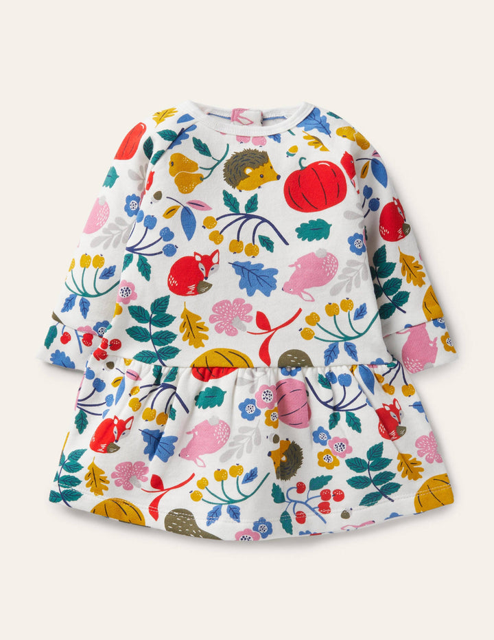 Cosy Sweatshirt Dress-Ivory Forest Friends