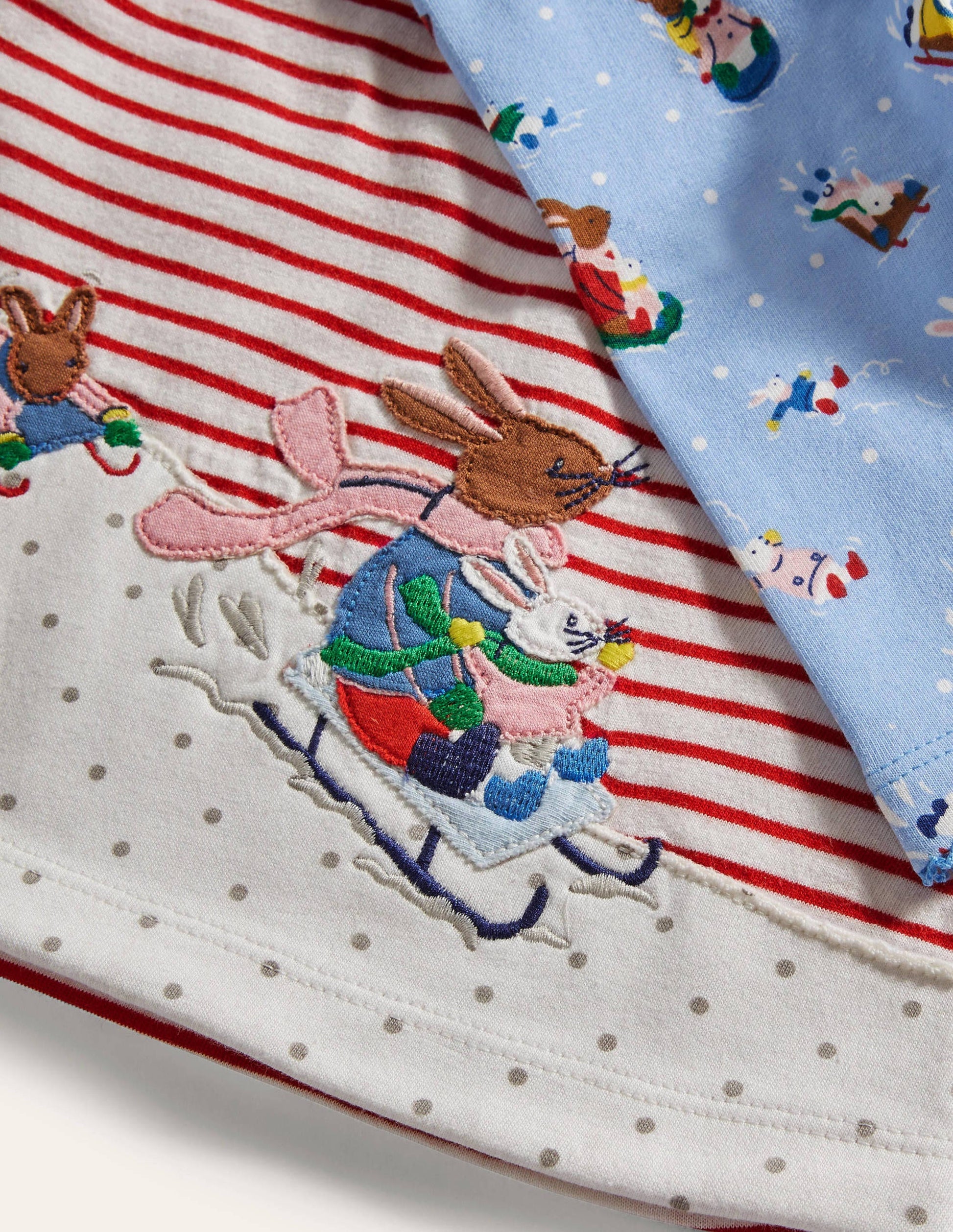 Big Appliqué Dress Set-Sky Blue Snow Bunnies-3