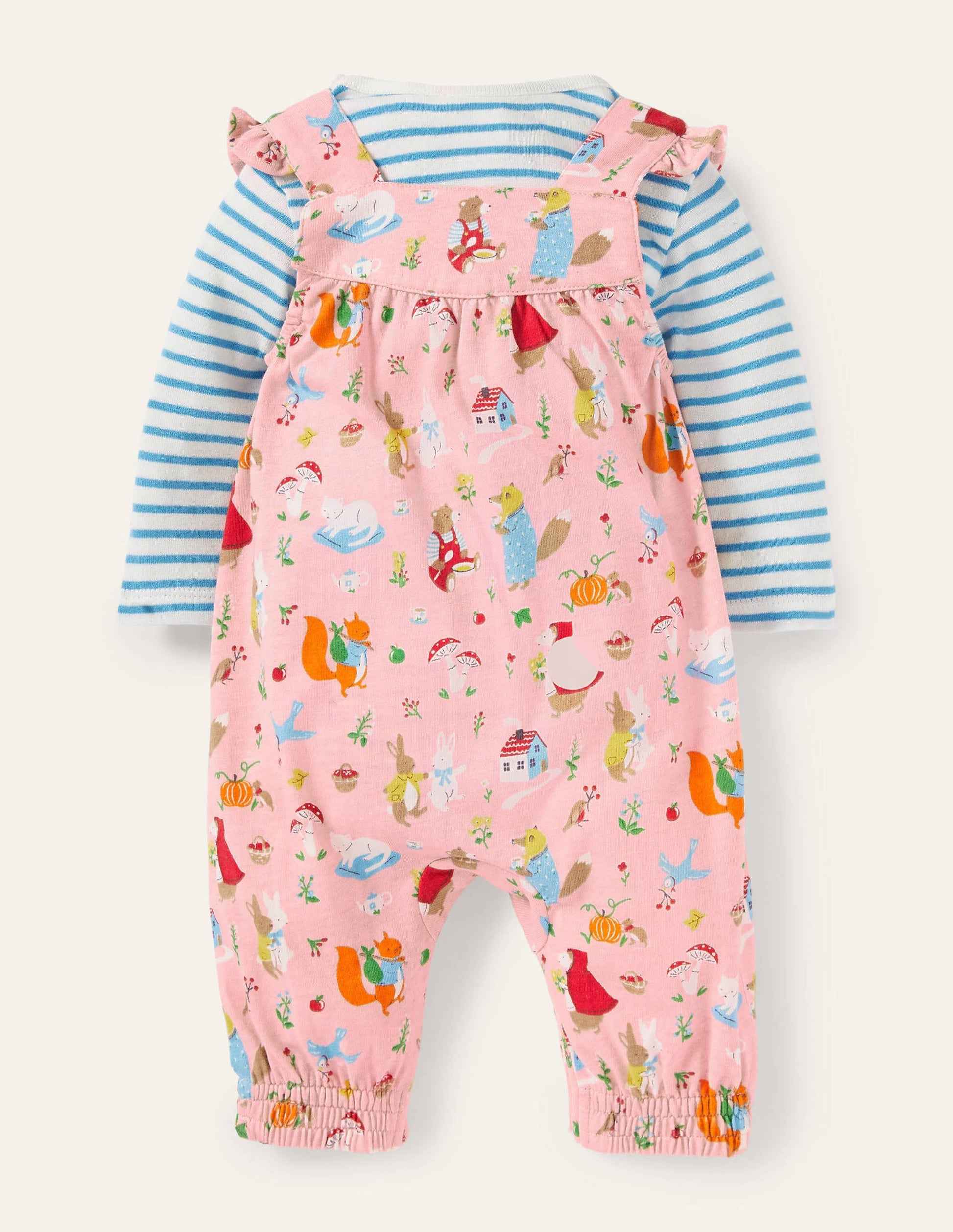 Jersey Dungaree Set-Boto Pink Bedtime Stories-2