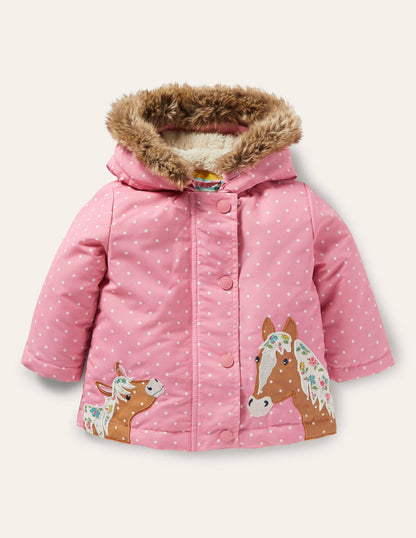 Girls 3-in-1 Jacket-Formica Pink Horses-2