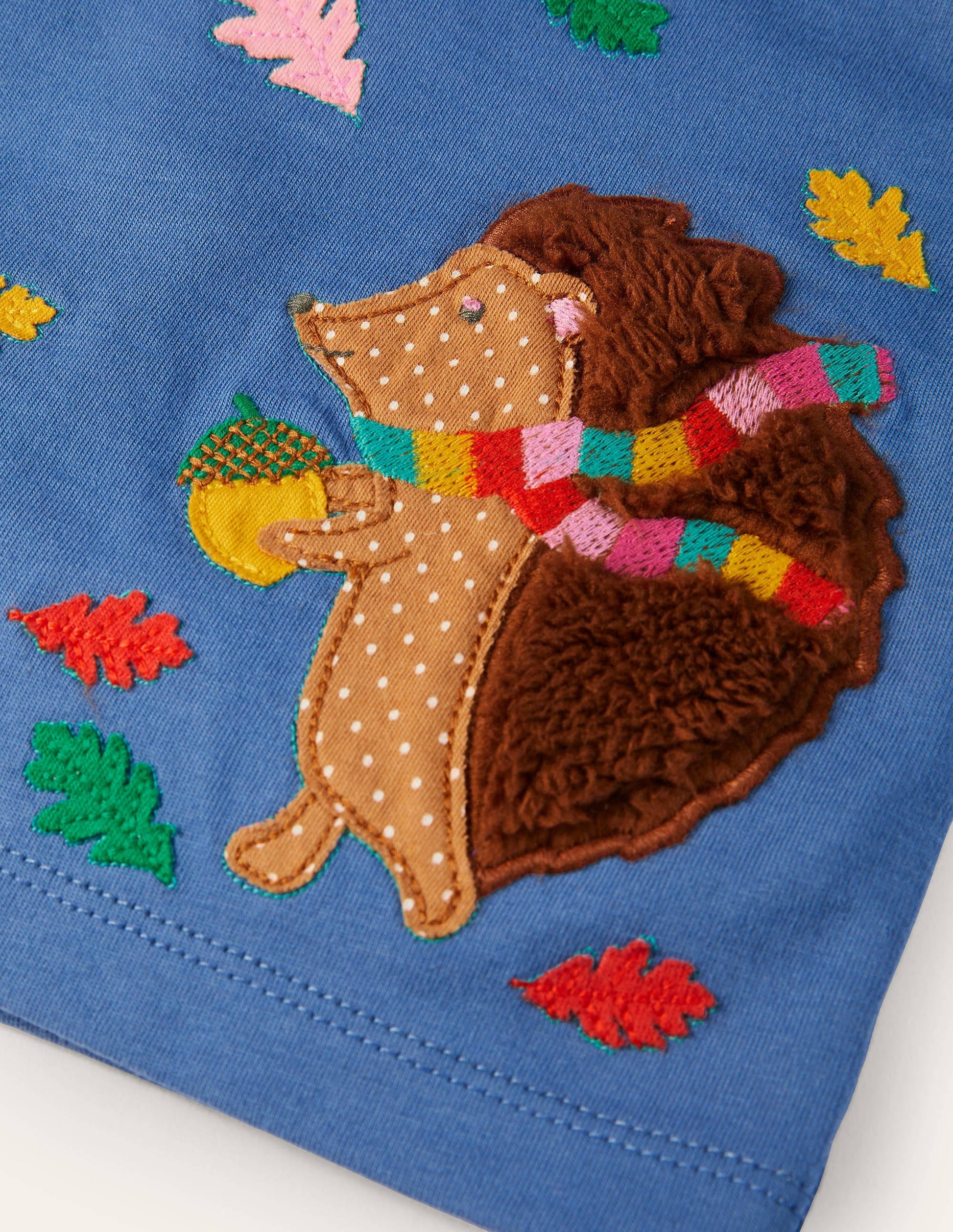 Hedgehog Appliqué T-shirt-Elizabethan Blue Hedgehog-3
