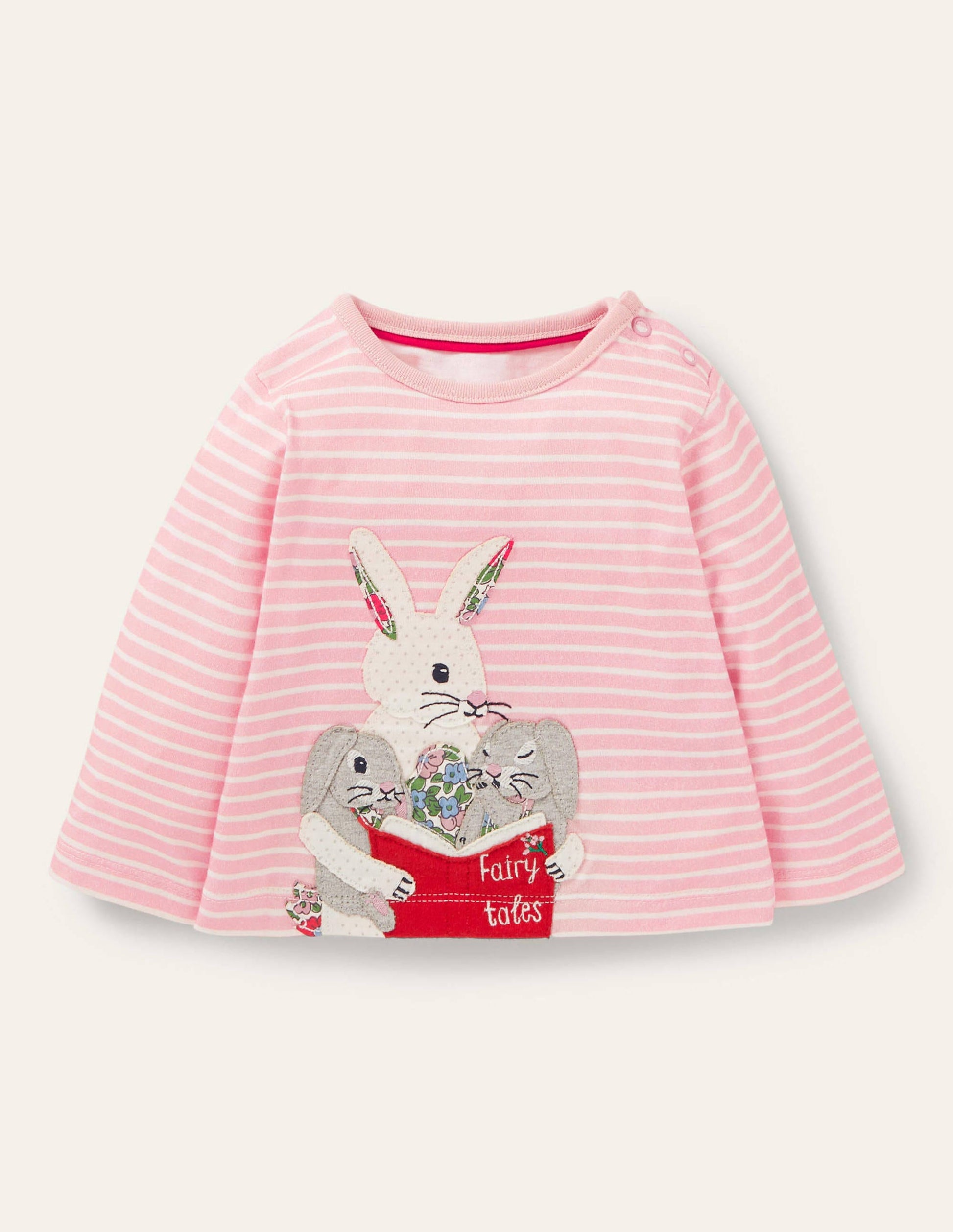 Appliqué T-shirt-Boto Pink/Ivory Bunnies-1