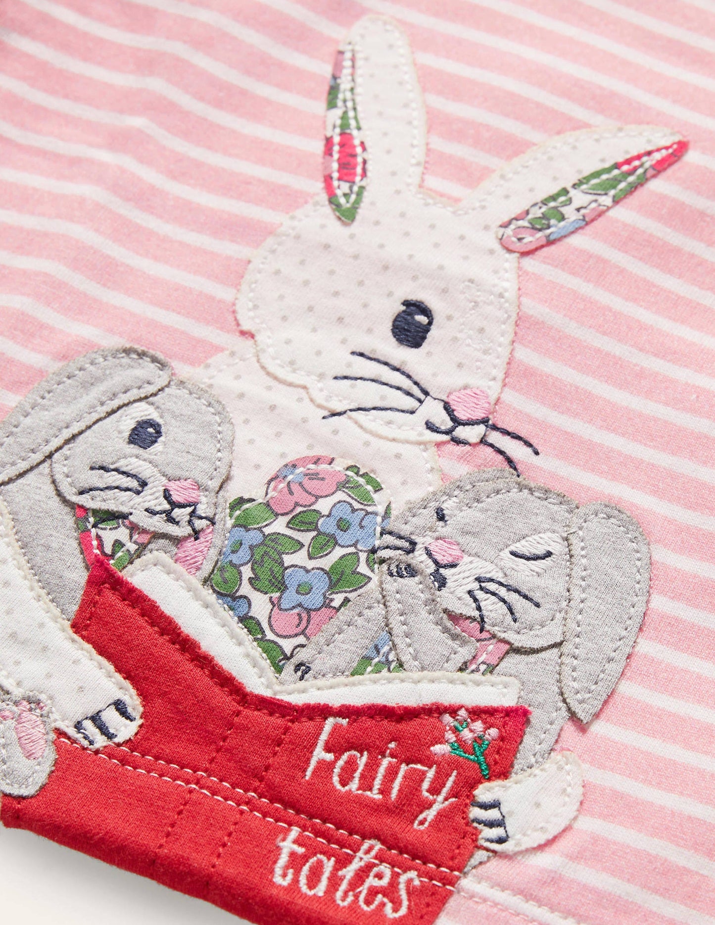 Appliqué T-shirt-Boto Pink/Ivory Bunnies