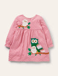Spotty Appliqué Jersey Dress-Formica Pink Owls