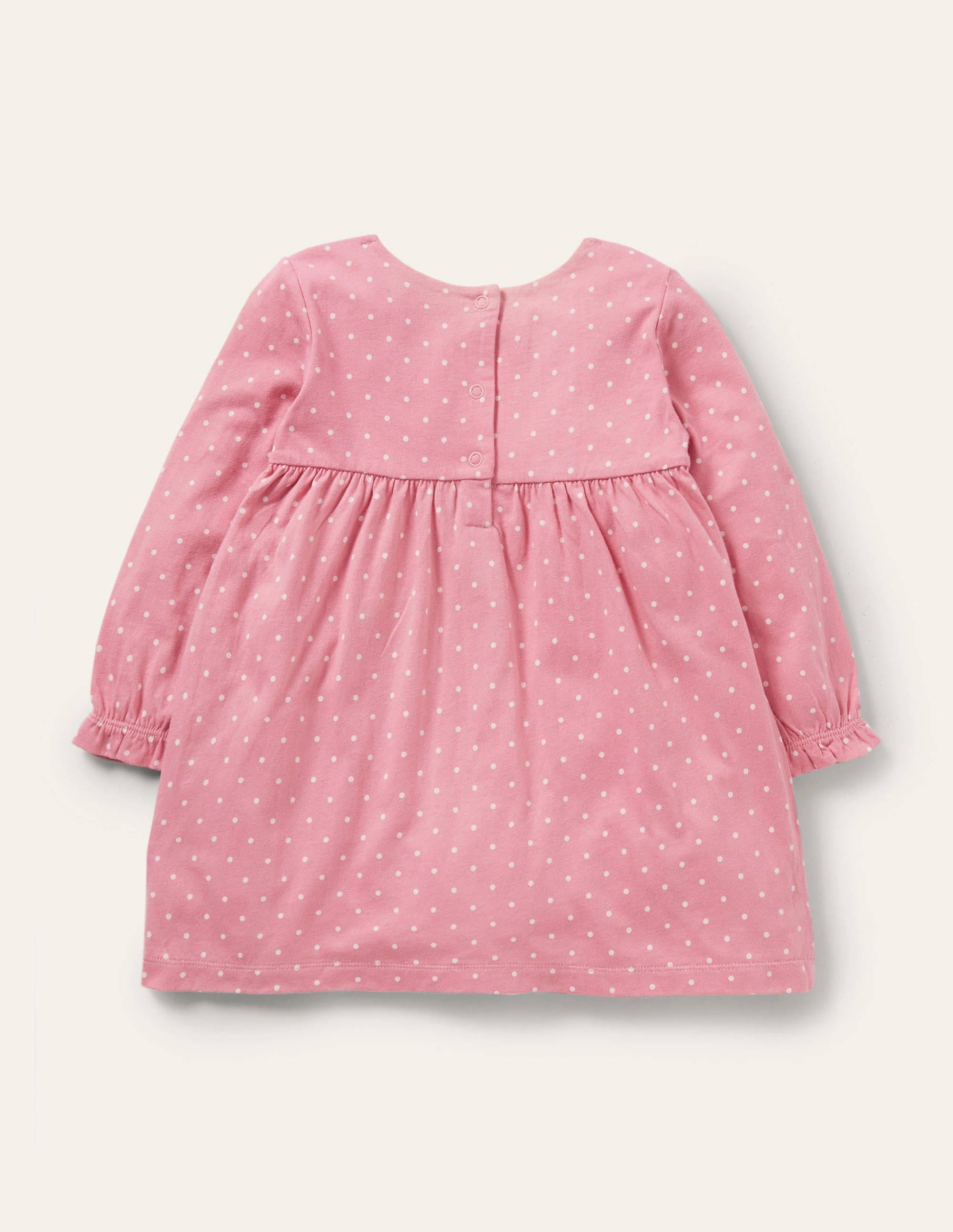 Spotty Appliqué Jersey Dress-Formica Pink Owls-2