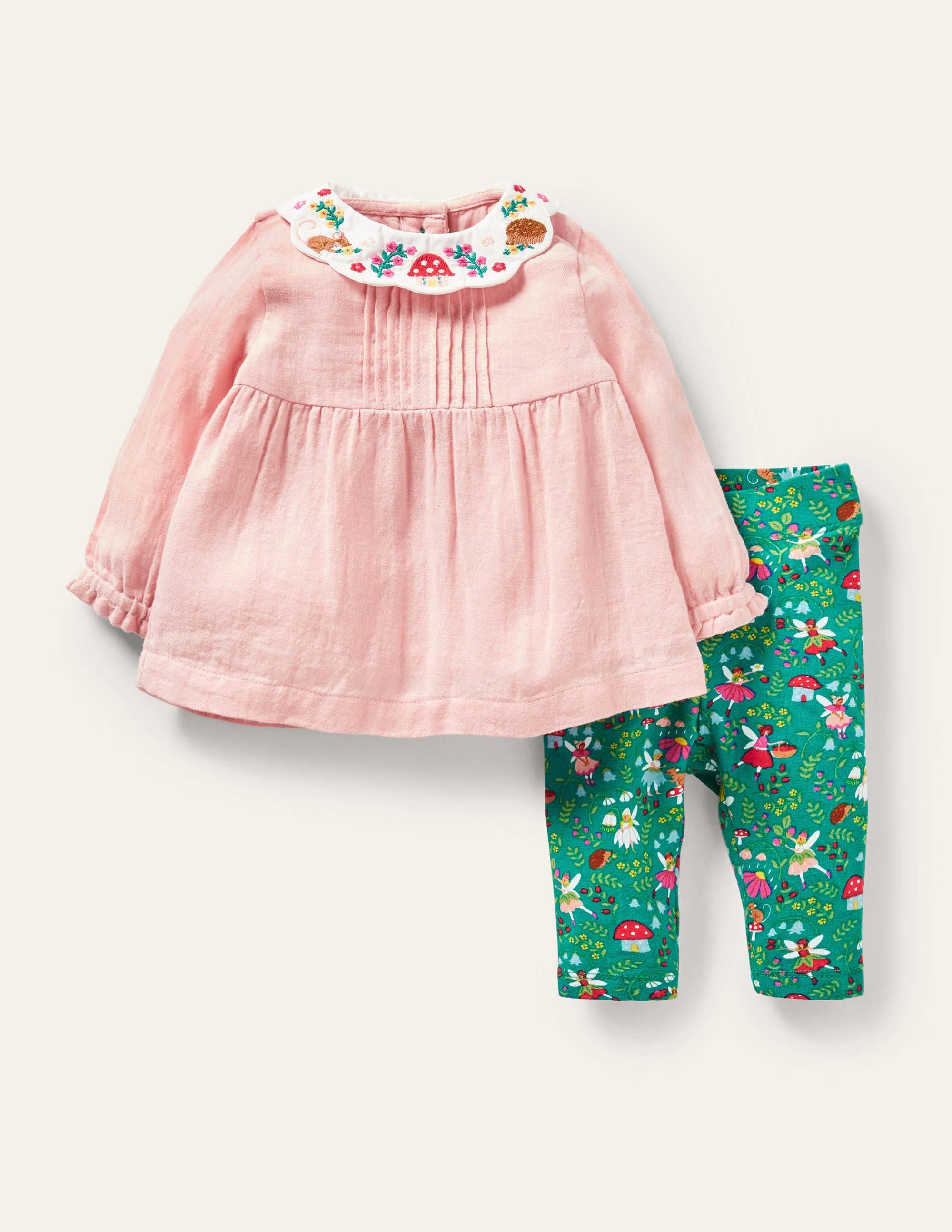 Woven Top & Leggings Set-Sardinia Green Fairy Garden - Image 1