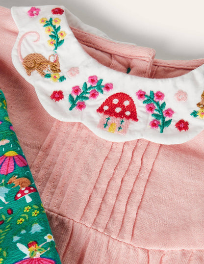 Woven Top & Leggings Set-Sardinia Green Fairy Garden-3