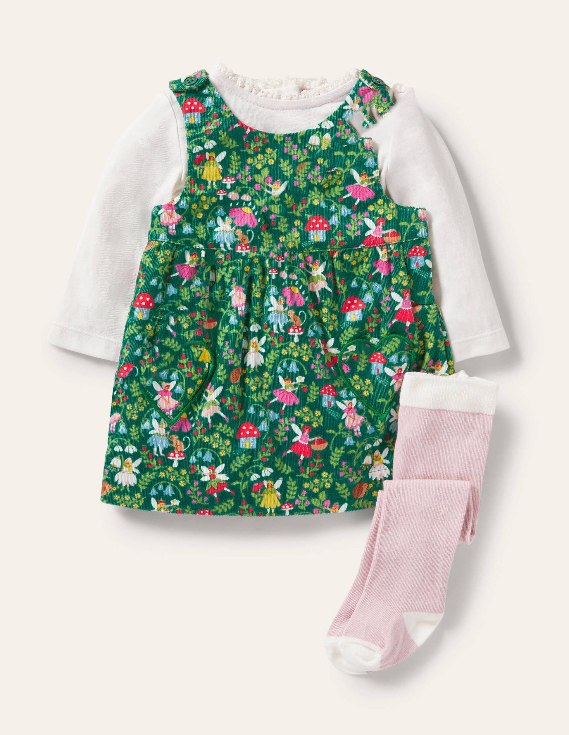 Cord Dress 3 Piece Set-Sardinia Green Fairy Garden-1