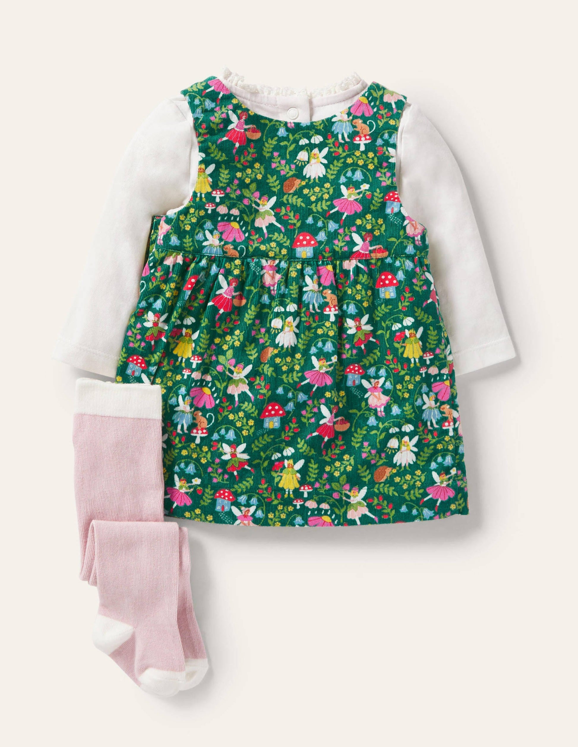 Cord Dress 3 Piece Set-Sardinia Green Fairy Garden-2