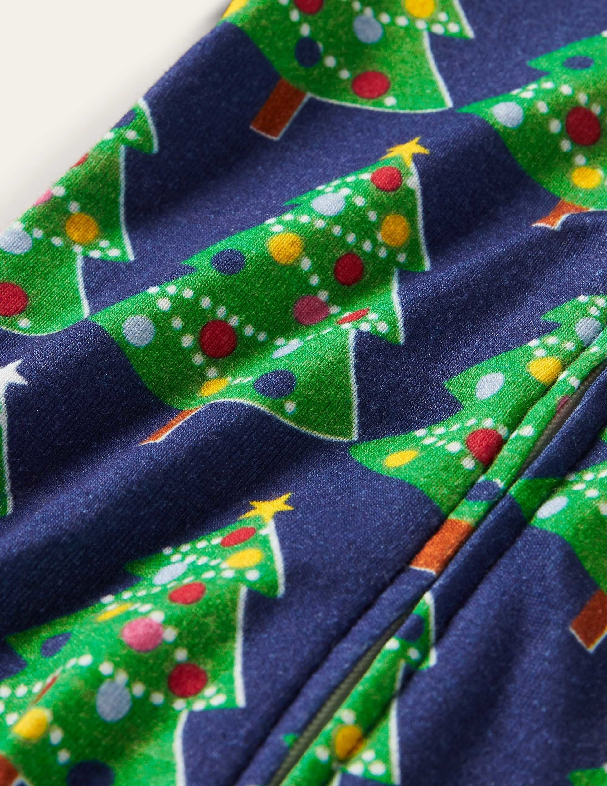 Twin Pack Zip Sleepsuit-Starboard Blue Christmas Trees-3