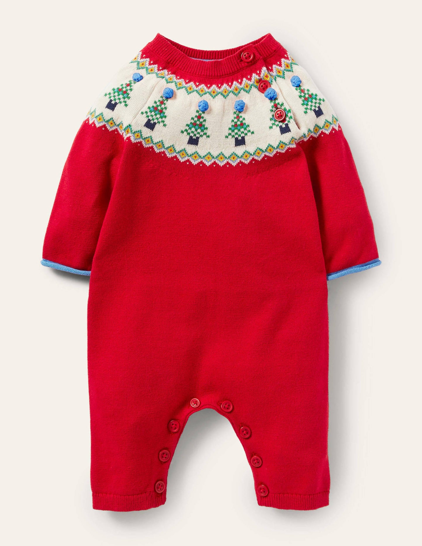 Christmas Fair Isle Romper-Rockabilly Red
